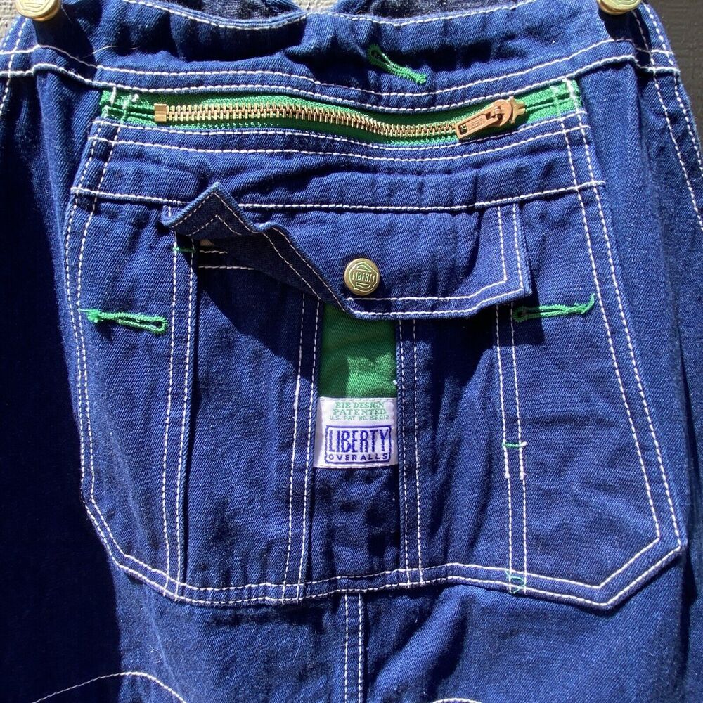Liberty Overalls Men 44 Blue Jeans Bib Baggy Carpenter Cotton Denim 44x30 - Picture 5 of 8